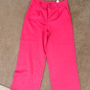 SHEIN Hot Pink wide leg Ankle Cropped Pants